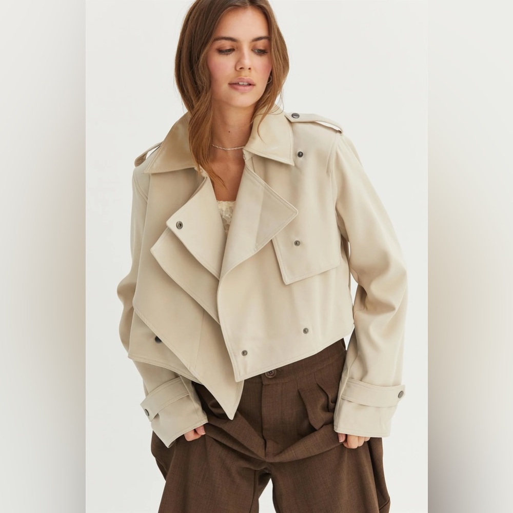 Cropped Double-Breasted Trench Coat